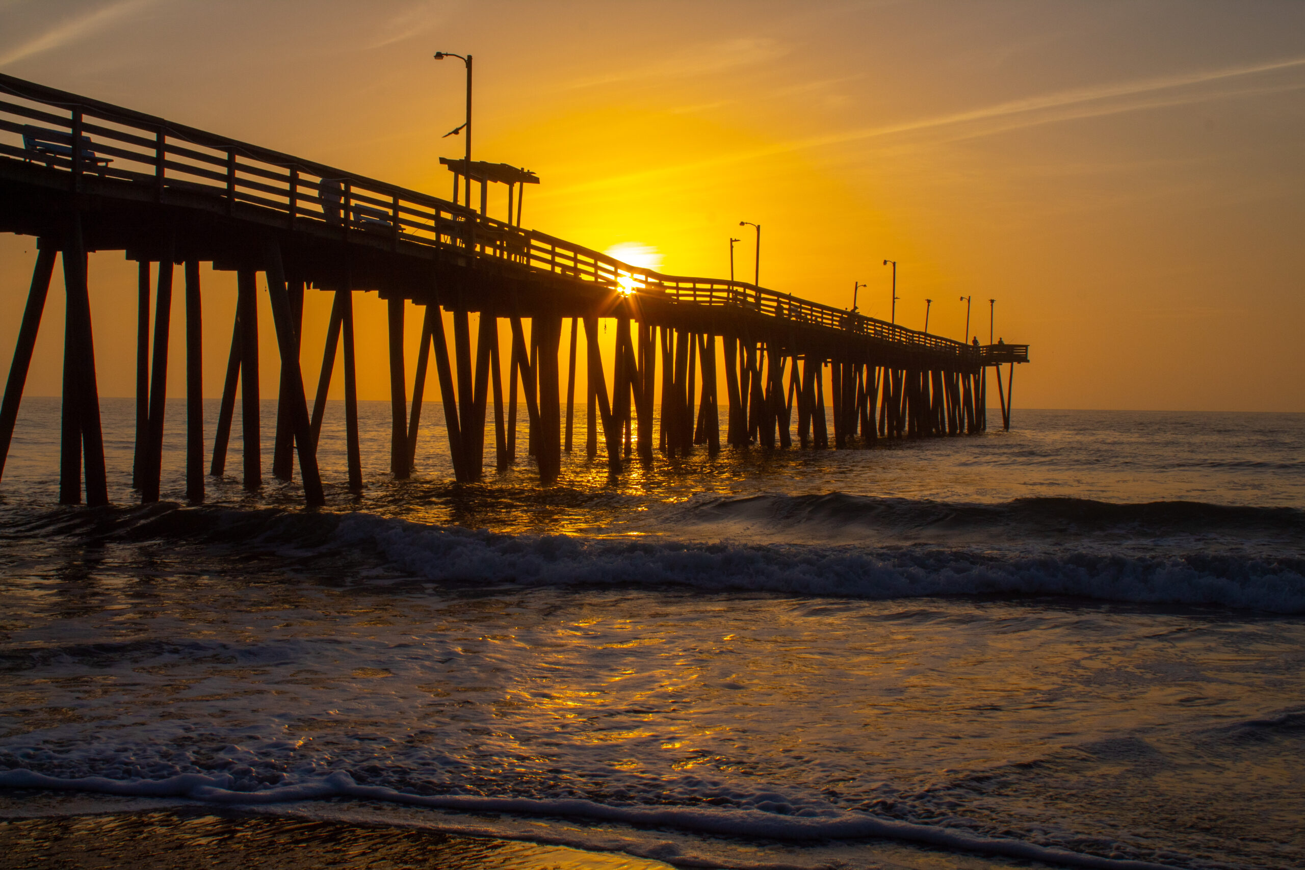Beachfront condos at sunset in The North End, Virginia Beach
